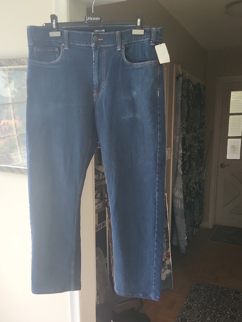 P26  Heavy Denim Kirkland Signature Navy Jeans Tag with Red Logo